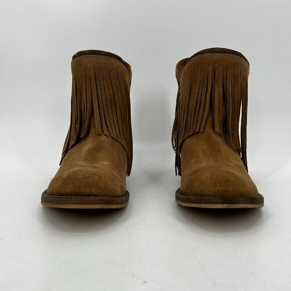 DINGO Womens Brown Tan Suede Leather Juju Fringe Boho Western Ankle Boots Size 8 - Picture 4 of 8
